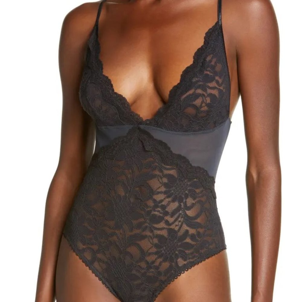 Free People Speed Date Bodysuit Black NWT Size X-Small